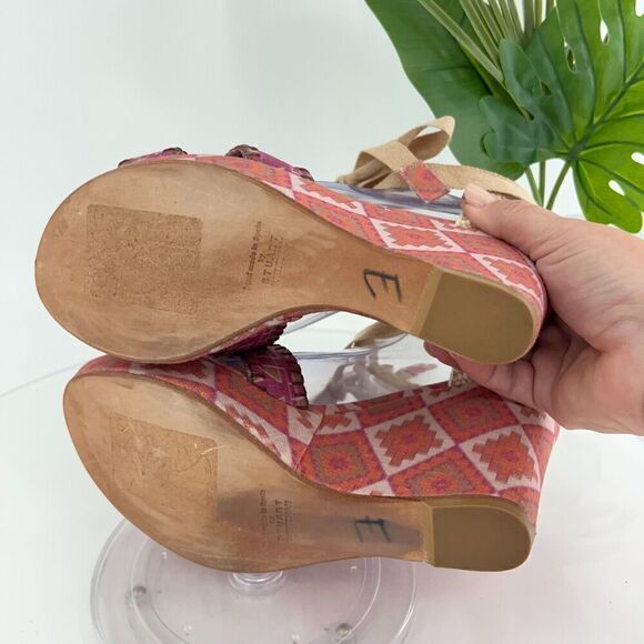 Theodora & Callum Stuart Weitzman Platform Espadrille Wedge Sandal Pink Size 10 - Picture 13 of 16